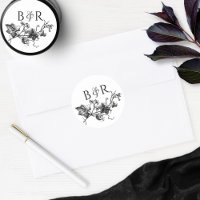 Enveloppe Mariage floral noir et blanc Sceau/Favor