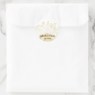 Sticker Rond Enveloppe Mariage graphique de tournesol jaune