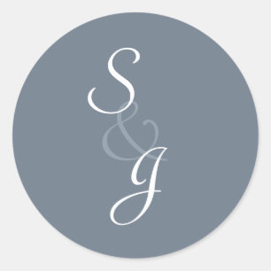 Sticker Rond Enveloppe Mariage marquée par le signet bleu ardoi