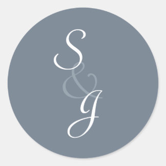 Sticker Rond Enveloppe Mariage marquée par le signet bleu ardoi