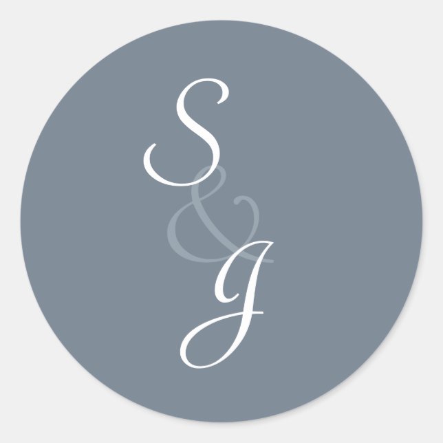 Sticker Rond Enveloppe Mariage marquée par le signet bleu ardoi (Devant)