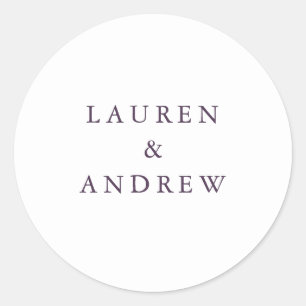 Sticker Rond Enveloppe Mariage moderne de prune violette