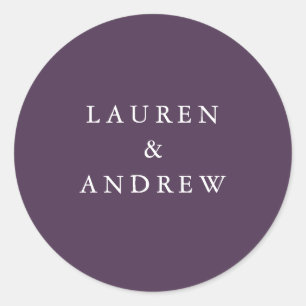 Sticker Rond Enveloppe Mariage moderne de prune violette
