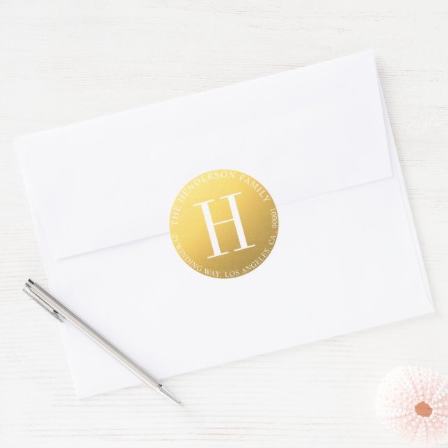 Sticker Rond Enveloppe Mariage Monogramme Or Rond (Enveloppe)