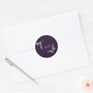 Sticker Rond Enveloppe Mariage violet moderne