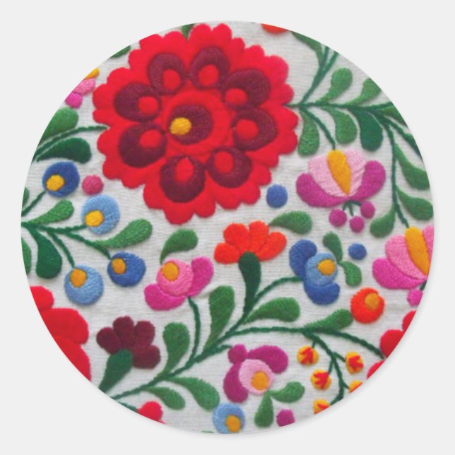 Sticker Rond Enveloppe mexicaine de fleurs à la main 20 phoques (Devant)