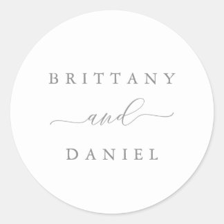 Sticker Rond Enveloppe minimaliste de Mariage de script élégant