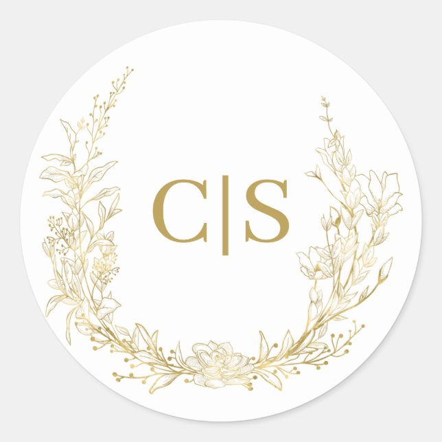 Sticker Rond Enveloppe or monogramme mariage (Devant)