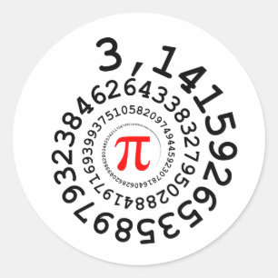 Sticker Rond Enveloppe originale des chiffres Pi numéro 3,14..