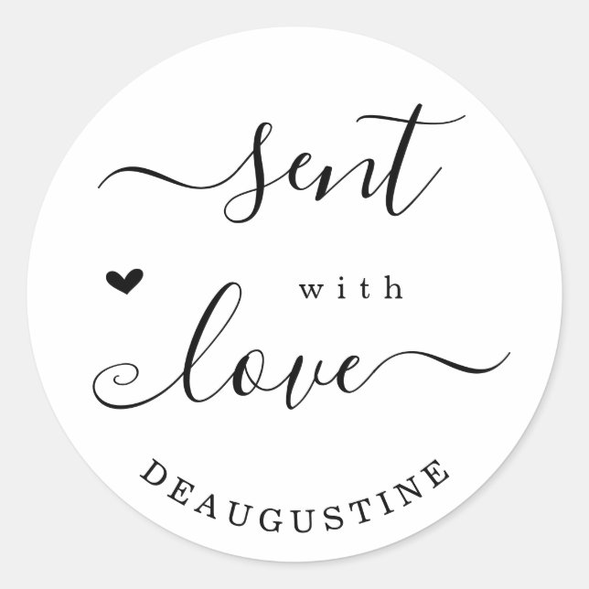 Sticker Rond Enveloppe personnalisée envoyée avec amour (Devant)