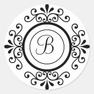 Sticker Rond Enveloppe Phoques Monogramme B Pour Invitations Ma