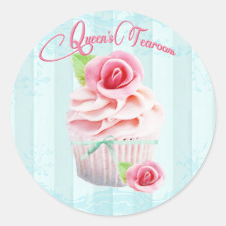 Sticker Rond Enveloppe Rose de thé rose ou phoques cadeau