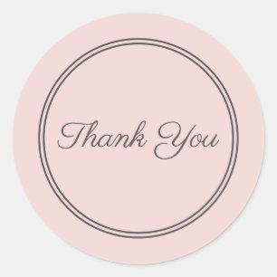 Sticker Rond Enveloppe Rose Gris Sceau Merci Texte Script