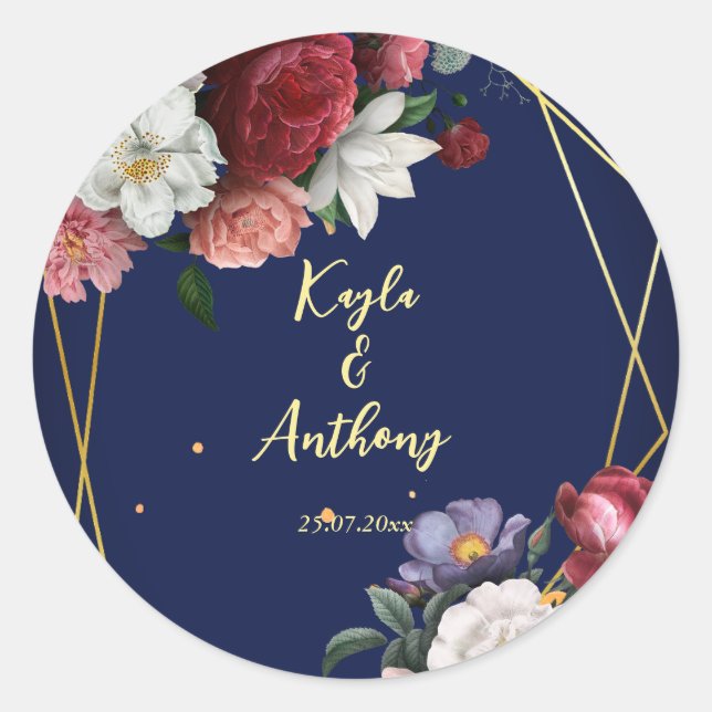 Sticker Rond Enveloppe rose marine bleu bordeaux enveloppe mari (Devant)