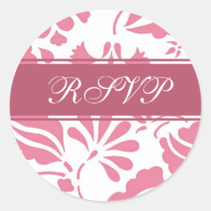 Sticker Rond Enveloppe RSVP rose et blanc