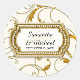 Sticker Rond Enveloppe Seal Glam Old Hollywood Regency Cravate 