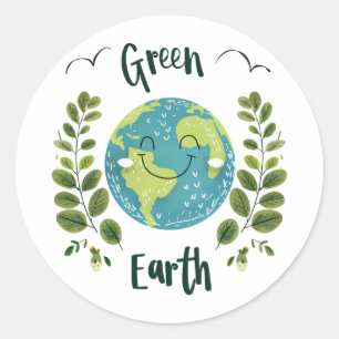 Sticker Rond Environnement mondial - Terre souriante avec Terre