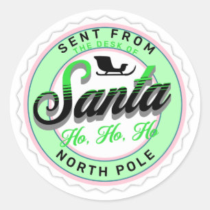 Sticker Rond Envoyé depuis le bureau du timbre Père Noël