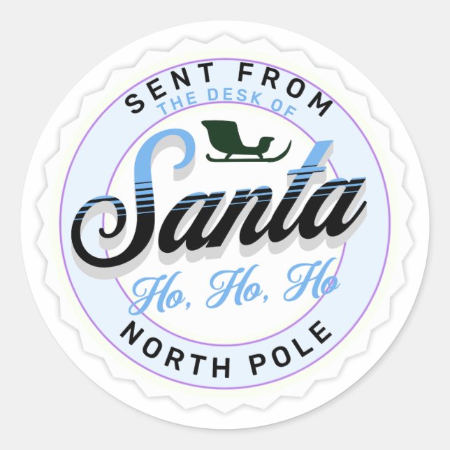 Sticker Rond Envoyé depuis le bureau du timbre Père Noël (Devant)