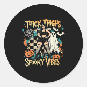 Sticker Rond Épais Cuirs Soky Vibes Drôle Fantôme Halloween
