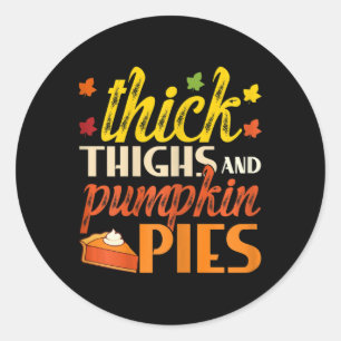 Sticker Rond Épais Cuisses Et Citrouilles Pies Retro Automne Ci