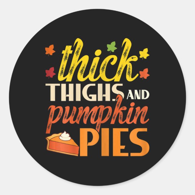 Sticker Rond Épais Cuisses Et Citrouilles Pies Retro Automne Ci (Devant)