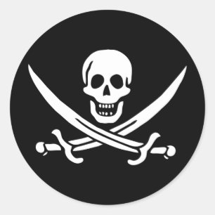 Sticker Rond Épées de sculpture et d'épées croisées