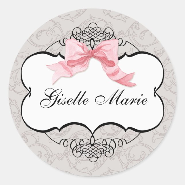 Sticker Rond Éperon de Damas, Sceau de Baby shower de fille (Devant)