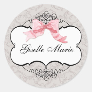Sticker Rond Éperon de Damas, Sceau de Baby shower de fille