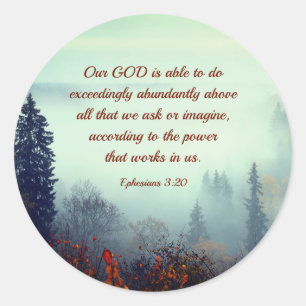 Sticker Rond Éphésiens 3:20 Notre DIEU est capable... Forêt d'a