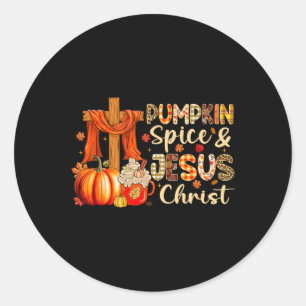 Sticker Rond Épice citrouille Jésus Christ Thanksgiving automne