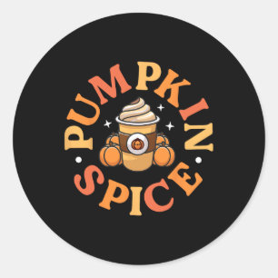 Sticker Rond Épice citrouille mignonne Thanksgiving Automne Aut