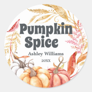 Sticker Rond Épice de citrouille d'automne blanche