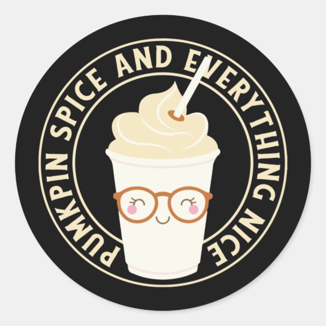 Sticker Rond Épices citrouilles & Tout Nice Cute Kawaii (Devant)