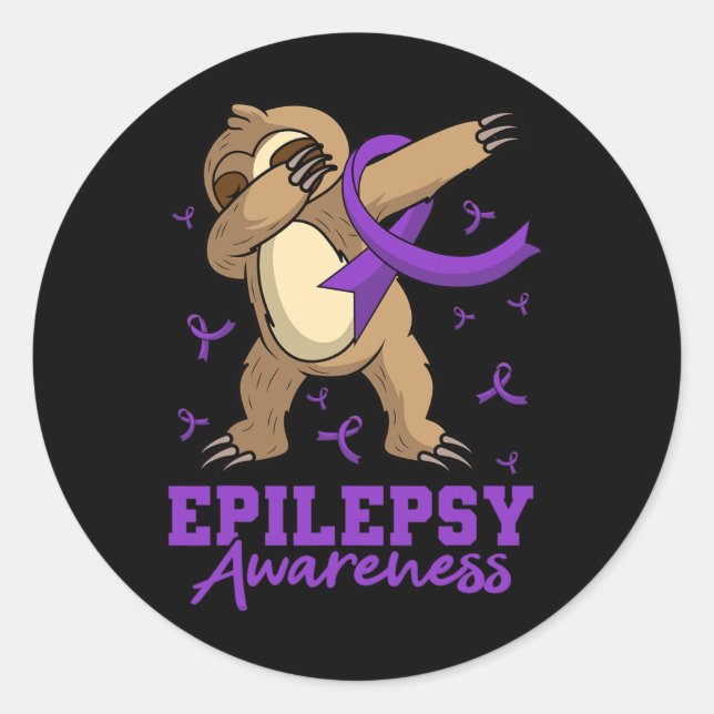Sticker Rond Epilepsie Connaissance Sloth Dabbing Epileptiques