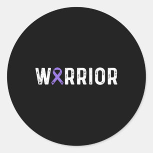 Sticker Rond Epilepsie Guerrier Sensibilisation Purple Ribbon H