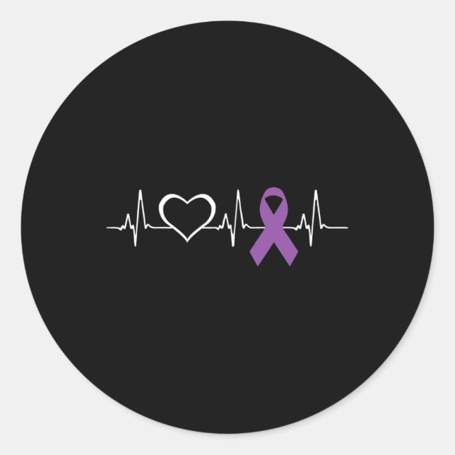Sticker Rond Epilepsie Sensibilisation Coeur bit Ruban (Devant)