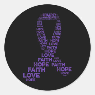 Sticker Rond Epilepsie Sensibilisation Espoir Foi Amour Violet 