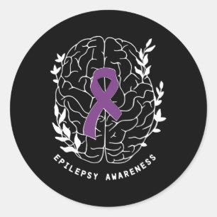 Sticker Rond Epilepsie Sensibilisation Ribbon Purple Epilepsie
