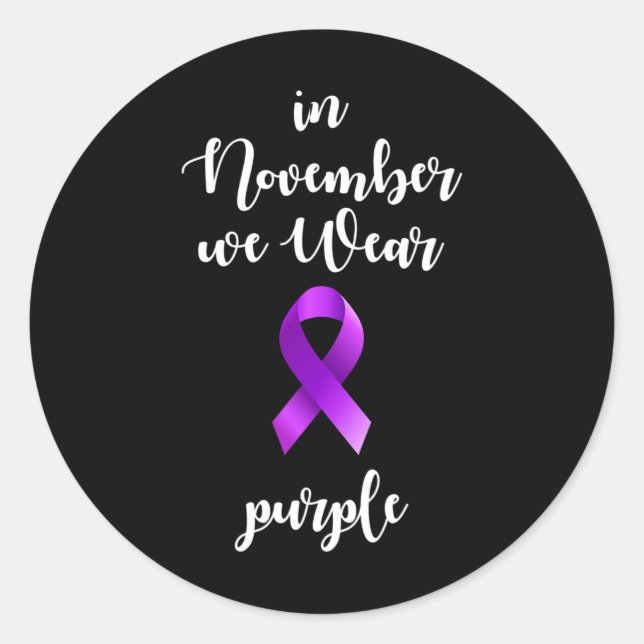 Sticker Rond Epilepsy Awareness Month In November We Wear Purpl (Devant)