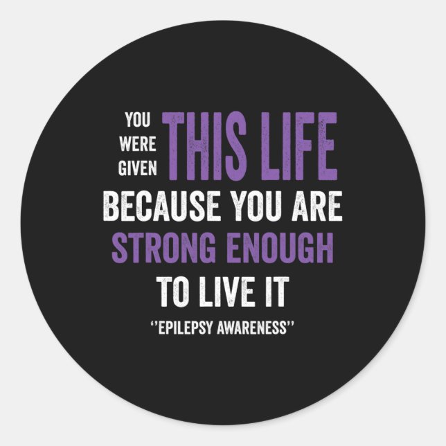 Sticker Rond Epilepsy Awareness Purple Ribbon - Epilepsy Awaren (Devant)