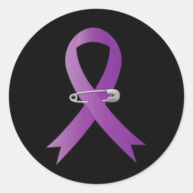 Sticker Rond Epilepsy Awareness Purple Ribbon Pocket  (Devant)