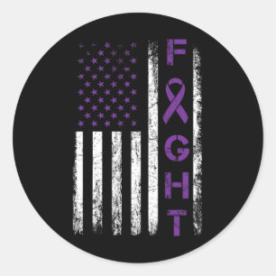 Sticker Rond Epilepsy Fighter USA Drapeau - Fight Epilepsy Awar
