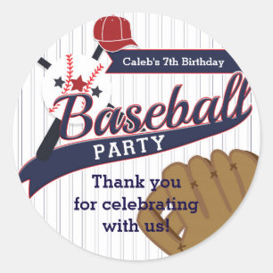 Sticker Rond Épingle de sport de baseball rayé pour fête d'anni