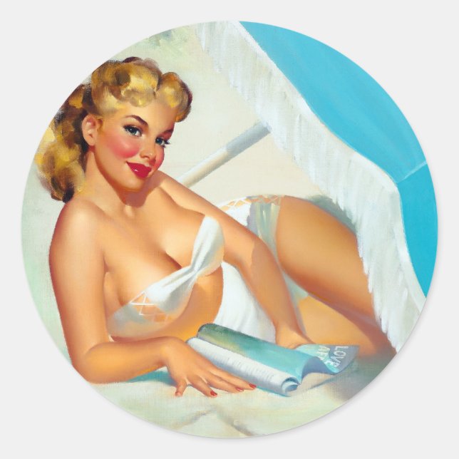Sticker Rond Épingle du coeur de sable vers le haut (Devant)