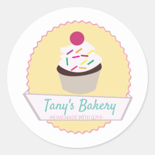 Sticker Rond Épingles de gâteaux Badge Logo Confetti Boulangeri