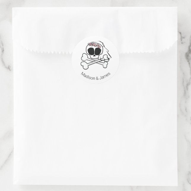 Sticker Rond Épouse crâne (Sac)