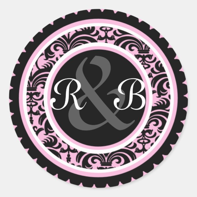 Sticker Rond Épouser l'autocollant rose d'initiale de (Devant)