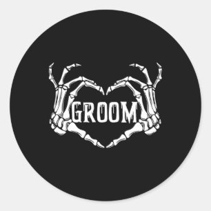Sticker Rond Épouvantail Marié Mains de squelette Halloween Fia