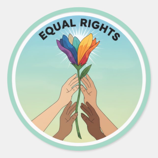 Sticker Rond Equal Rights Rainbow Flower – Diversity and Unity (Devant)